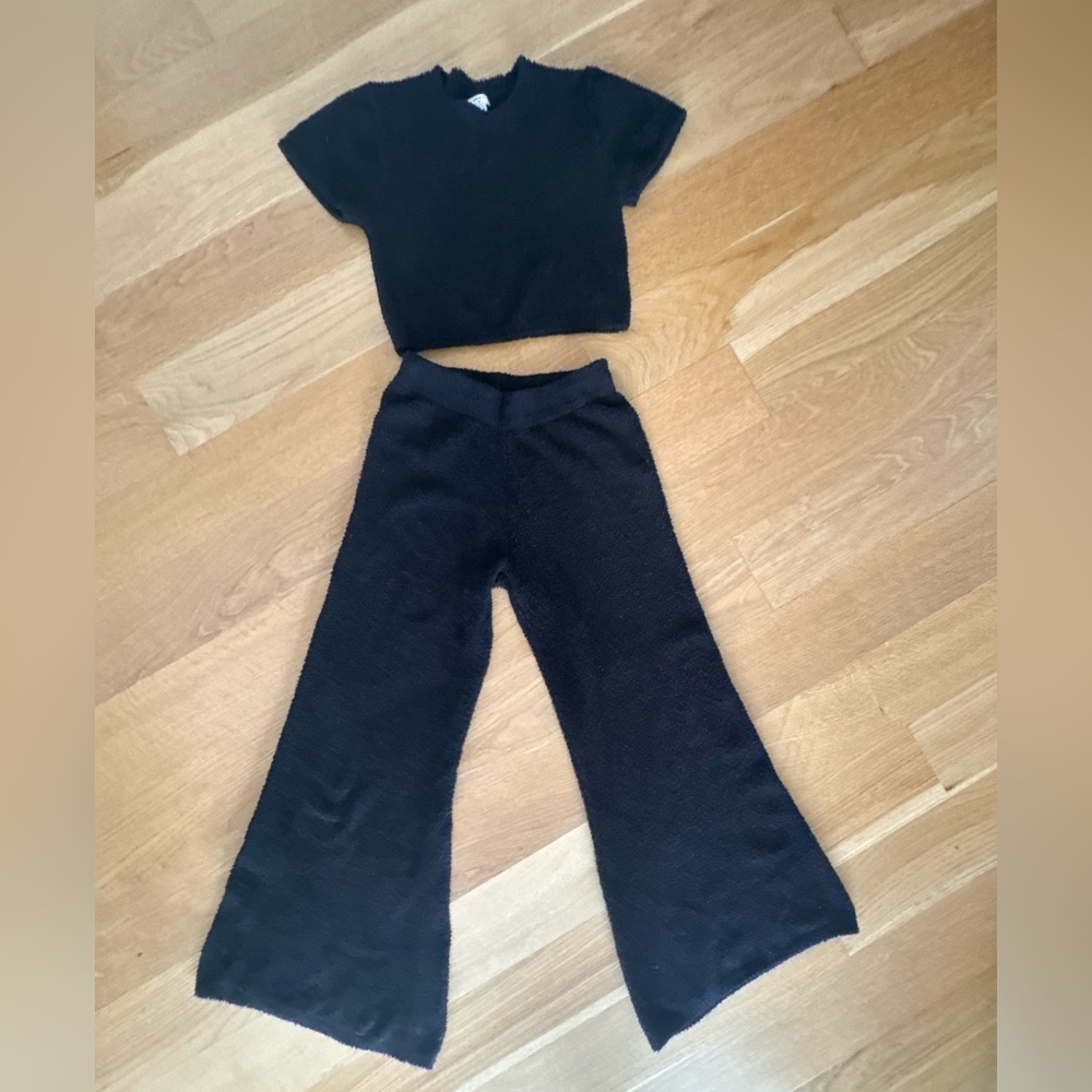 Forever 21 fuzzy wide leg pants & matching crop top 2 piece set